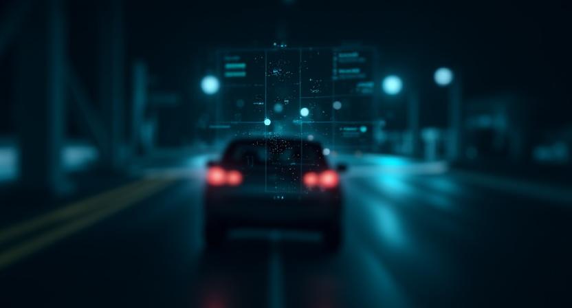 Illustration einer digitalen Kennzeichenerkennung mit Daten-Overlays