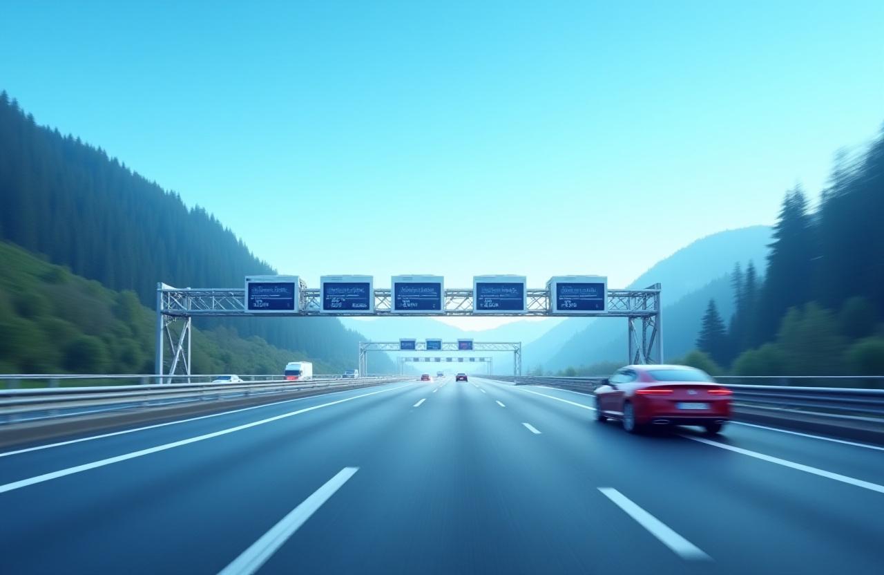 Moderne Autobahn-Infrastruktur mit digitaler Mauterfassung